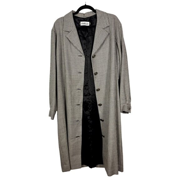 Custom Tailored By Harlan Houndstooth Duster Sz 14 Medusa Buttons Classic Preppy - Picture 2 of 8